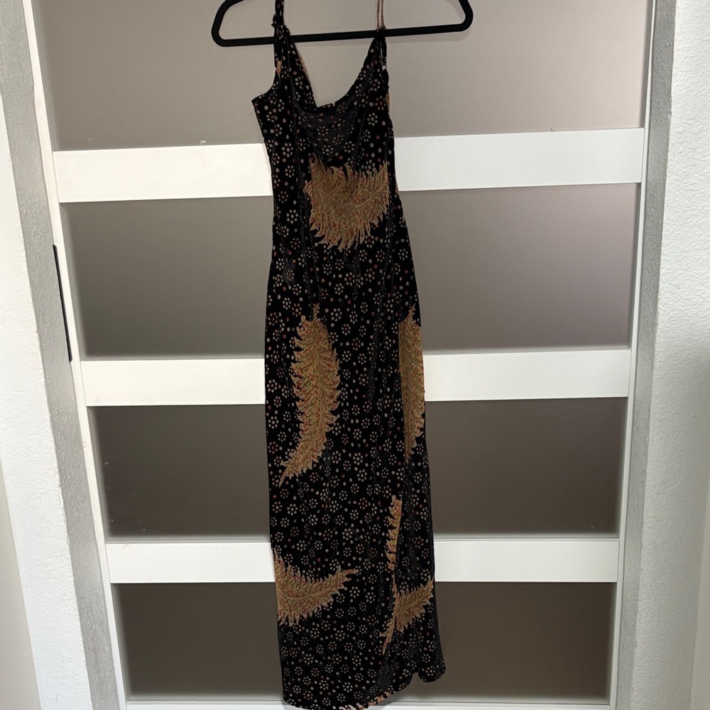 Nasty Gal Black Maxi Dress with Gold Patterns
